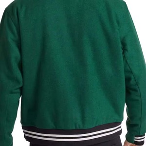 Chaqueta Varsity Verde para Hombre, de Algodón, Color Sólido, Cuello Camisero, Corte Regular, Estilo Casual, para Otoño, Chaqueta Bomber Letterman - Product Image 5