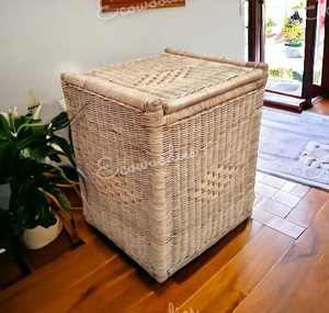 Hot Trending Rustic Bamboo Wicker Ottoman <b>Stools</b> with Storage <b>for</b> Bedroom Lobby Hotel Furniture Bone Inlay - Product Image 5