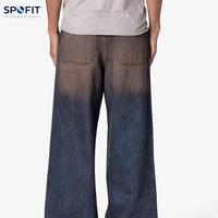 Jeans Rectos de Alta Calidad para Hombre, Estilo Urbano, Lavado a la Piedra, Desgastados, con Logotipo Bordado en la Cintura, 100% Algodón