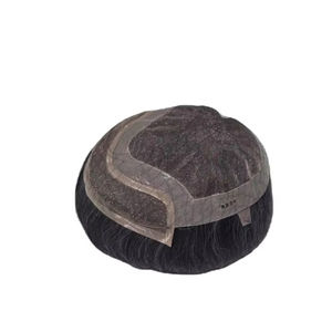 Perruque en cheveux humains à dentelle frontale mono, cheveux chinois vierges Remy, patchs de cheveux, lisses crépus, vague profonde, 1b+gris - Product Image 3