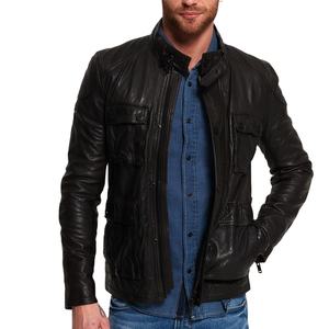 Veste en cuir élégante pour homme, coupe slim, capuche amovible et plusieurs poches, taille plus, veste d'hiver pour homme - Product Image 1
