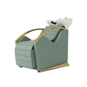 Fauteuil de lavage moderne noir pour salon de coiffure et spa, avec structure métallique durable, lavabo facile à nettoyer, revêtement en cuir PU, mobilier commercial pour coiffure - Product Image 3