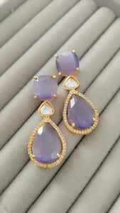 Pendientes calientes con piedras preciosas en forma de ónix negro Mulit con Plata de Ley 925 chapada en oro de 18 quilates para mujer - Product Image 6