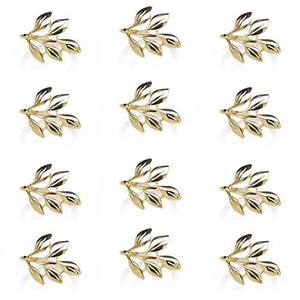 Décoration de banquet de mariage en forme de feuille d'argent Anneau de serviette en forme de feuille de métal argenté - Product Image 5