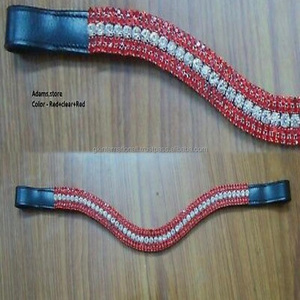Cristales multicolores de 5 filas, diamantes de imitación, diseño mega ostentoso, en forma de onda, negro o marrón, banda de cuero premium para cejas de caballo, todos los tamaños - Product Image 4