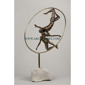 Sculpture de vaisselle de table de grande taille en laiton plaqué or avec base en marbre de qualité supérieure Offre Spéciale Sculpture de nouveauté - Product Image 5