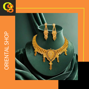 Exportateurs à prix abordable Ensemble de boucles d'oreilles collier plaqué or 22K Ensemble de boucles d'oreilles collier tendance en vente - Product Image 3