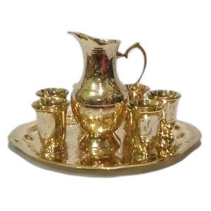 ชุดเหยือกน้ำสำหรับเสิร์ฟน้ำดีไซน์โลหะทองเหลืองสุด100เปอร์เซนต์พร้อมชุดเหยือกน้ำดีไซน์เคลือบเงาใหม่ - Product Image 2