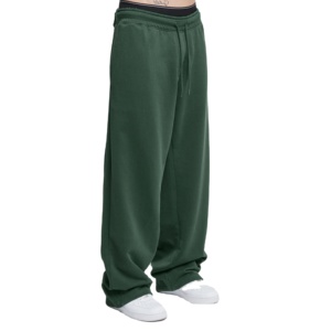 2026 Style For Street Flare Sweatpants Men's Green Elastic French Terry <b>Stacked</b> Sweatpants Custom Loose Baggy Pants for Men - Product Image 1