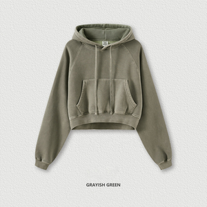 Sudadera con Capucha Corta Personalizada al por Mayor OEM, Sudadera Corta con Capucha de Alta Calidad para Mujer, Poliéster/Algodón Ecológico - Product Image 2