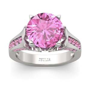 Anillo de Compromiso de Plata de Ley con Corte Redondo de Flor de Diamante Jeulia - Product Image 1