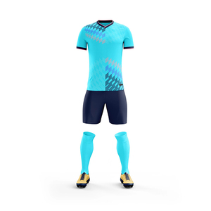 Vente en gros Vêtements de football de la saison 2025 imprimés par transfert de chaleur en polyester 100% Demi-manche à col en V Kits de football légers à séchage rapide - Product Image 5