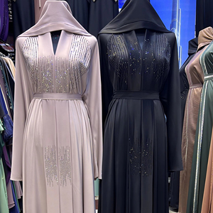 2024 Dubai hermosa ropa islámica tradicional negra para mujeres Arabia Saudita Abaya Dubai Abaya ropa musulmana ropa del Golfo