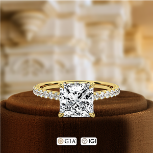 Anillo de Compromiso Solitario con Diamante Cultivado en Laboratorio, Corte Princesa, 1 Quilate, Certificado IGI, Oro Amarillo de 14k, Anillo de Boda para Regalo de Aniversario - Product Image 3