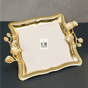 Bord de boule designer fantaisie grand plateau blanc et or décoration bols plateau fait à la main fantaisie Table de mariage plateaux de pièce maîtresse - Product Image 6