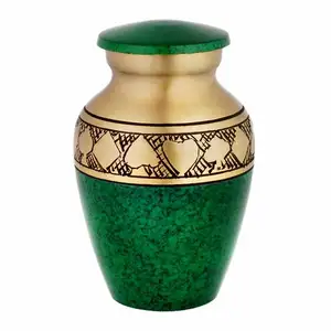 Small Urn For Cremation Adults Ashes Engraved And Embossed Custom Designing Latest Green Keepsake Urn Brass Urn OEM Customized