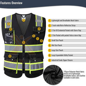 เสื้อกั๊กสะท้อนแสงคุณภาพสูง ราคาประหยัด ดีไซน์โดดเด่น สีพื้น เสื้อกั๊กสะท้อนแสงเพื่อความปลอดภัย - Product Image 3