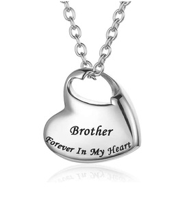 Collares de urna de hermano de plata para cenizas, joyería de recuerdo, colgante de urna de cremación de acero inoxidable para hombres y mujeres, tamaño personalizado - Product Image 2
