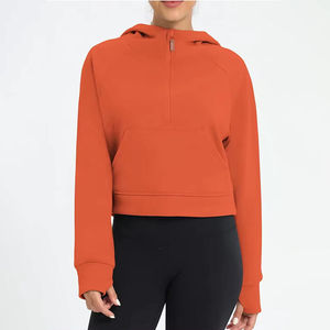 Sudaderas Largas para Invierno, Estilo Urbano, Logotipo Bordado Personalizado de Alta Calidad, Cuello Alto, Media Cremallera, Ropa de Mujer, Precios Bajos de Fábrica - Product Image 5