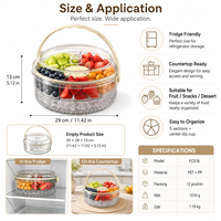 Plateau de service portable réfrigéré avec base à glace et couvercle pour fruits, collations et traiteur