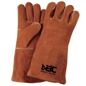 Gants de soudage en cuir de vache fendu Tabliers de travail de soudage de sécurité doublés de tissu résistant à la chaleur Logo personnalisé. - Product Image 1