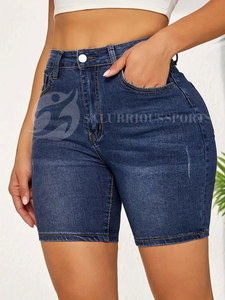 Shorts en jean d'été pour femmes Salubrious Sports, taille mi-haute, coupe régulière, 100% coton, séchage rapide, patchs personnalisés, confortables, style hip-hop - Product Image 4