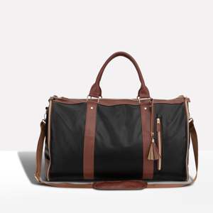 Bolsa de Viaje Grande Plegable de Nailon y Cuero, Bolsa de Deporte y Moda con Cierre de Cremallera, Duradera y Plegable - Product Image 1
