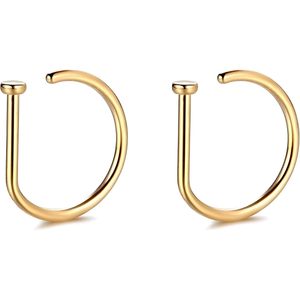 2 anneaux de nez en acier inoxydable en forme de D en or 20G, anneaux de piercing simple, opale et moissanite, bijoux pour hommes et femmes - Product Image 4