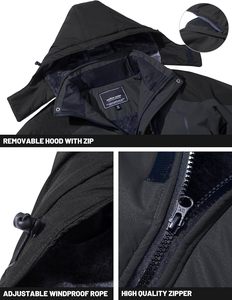 Veste parka d'hiver 100% coton pour homme Manteaux en polaire thermique isotherme résistant à l'eau avec capuche pour le ski et le snowboard Imperméable - Product Image 3