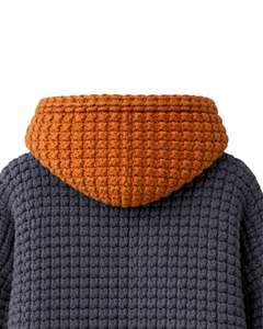 Suéter con Capucha de Punto Grueso Azul y Marrón Personalizado para Mujer, Suéter Largo de Ganchillo, Ropa de Calle Informal y Cálida para Invierno - Product Image 6