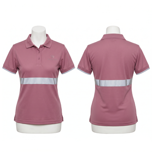 เสื้อโปโลผู้หญิง ผ้าโพลีเอสเตอร์ ปิเก้ 180 GSM ระบายอากาศได้ดี สีม่วง แถบตัดสีสะท้อนแสง ปักโลโก้ตามสั่ง พิมพ์ลาย ชุดยูนิฟอร์ม - Product Image 4