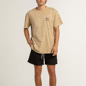 Camiseta de hombre con logo impreso personalizado, fabricada en fábrica, con lavado ácido, corte holgado, 100% algodón, camisetas de hombre con lavado ácido. - Product Image 4