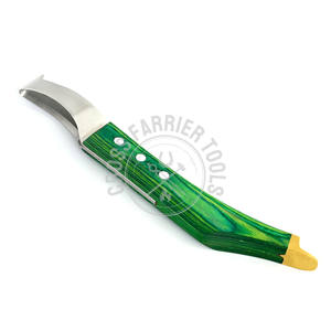Outils de maréchal-ferrant les plus vendus couteau à boucle couteau à sabot de maréchal-ferrant manche en bois vert et lame ovale avec extrémité en laiton équipement vétérinaire - Product Image 5