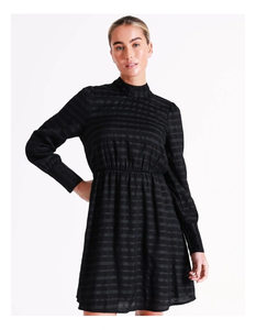 Summer Ladies Woven Dress Fall <b>Clothes</b> Custom O-Neck Long Sleeves Waist High Cuffs Above Knee Length - Product Image 2