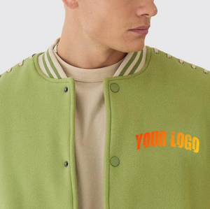 Men's 100% Cotton Fabric Button Style Varsity <b>Jacket</b> Customize Color Side Pockets Contrast Rib Breathable Winter <b>Jacket</b> for Men - Product Image 3