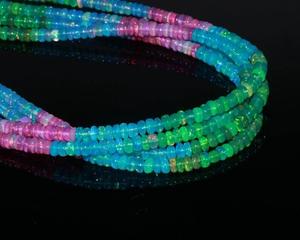 3-5mm Natural Ethiopian Fire Opal Beaded 925 Silver <b>Necklace</b> 18 Inches AAA Handmade Ethnic Gift Jewelry - Product Image 2