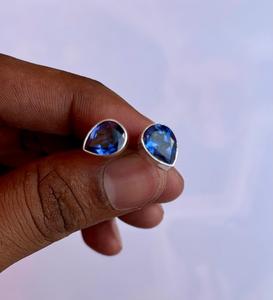 925 Sterling Silver Blue <b>Sapphire</b> Handmade <b>Earring</b> Beautiful Women <b>Earring</b> Beautiful Stud <b>Earring</b> . - Product Image 6