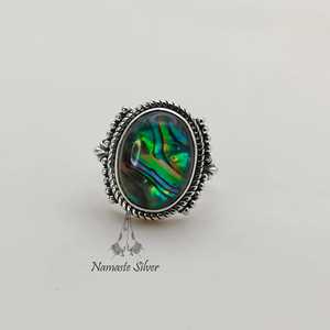 <b>Abalone</b> <b>Shell</b> Ring, Sterling Silver Oval Paua <b>Shell</b> Jewelry - Product Image 2
