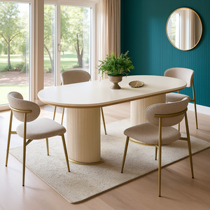 Mesa de Comedor Moderna Aura de MDF, 180 cm/200 cm, Tamaño Personalizable, Mesas de Restaurante Listas para Exportar en Varios Colores - Product Image 3