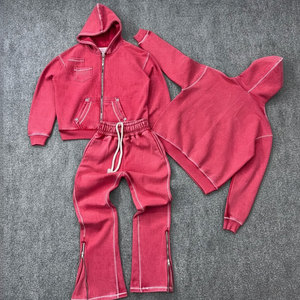 Conjunto Deportivo Personalizado de Hip Hop para Hombre, Estilo Urbano, con Triple Cremallera, Lavado Desteñido al Sol y Detalles de Pedrería. - Product Image 6