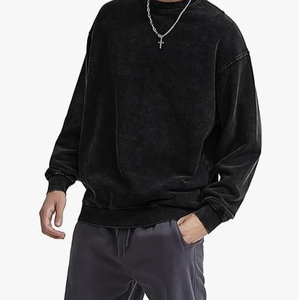 Sudadera con Capucha Estilo Vintage para Hombre, Corte Regular, Lavado Ácido, Diseño Sólido, Ropa Urbana de Invierno, 100% Algodón, Secado Rápido - Product Image 2