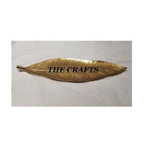 Plateau de service en aluminium couleur or pour snacks Plat à feuilles avec plateau de service en feuilles de qualité supérieure pour mariage et événement - Product Image 1