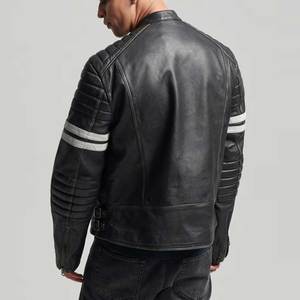 Chaqueta de cuero de motorista con bolsillos interiores de estilo informal cuello levantado diseño único manga larga traje de moda chaqueta de cuero - Product Image 2