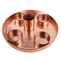 Service de table en cuivre et acier inoxydable, 1 assiette chargeur/4 bols/1 cuillère/1 verre à boire service de table en acier inoxydable et en cuivre