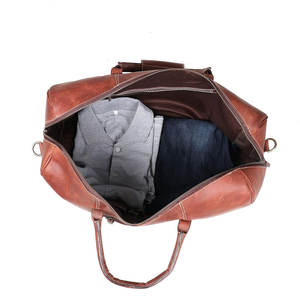 Sac de voyage en cuir véritable de marque célèbre pour homme, rouge vin, lisse, en cuir de vache naturel, style tendance - Product Image 5