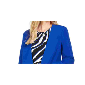 Blazer da Donna Calvin Klein Blu Senza Colletto con Chiusura a Bottone Singolo, Taglia 8 Petite, Tessuto con Decorazione Ricamata, Motivo a Tinta Unita - Product Image 2