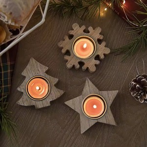 Porte-bougie en bois d'Inde, parfait pour offrir en cadeau, pour la décoration de célébrations, l'aménagement de l'entrée et l'ambiance festive quotidienne - Product Image 4