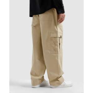 Pantalon cargo beige 100 % coton personnalisable avec logo, fermetures éclair, coupe droite, pantalon tactique pour homme, tailles XL à 6XL, délavage coloré - Product Image 3