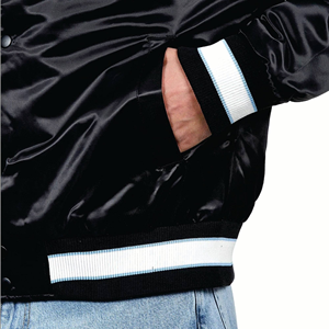 Chaqueta Bomber Varsity de alta calidad para hombre, cómoda chaqueta de vuelo con forro bordado con temática de béisbol, chaqueta de vuelo con cuello levantado grueso - Product Image 5