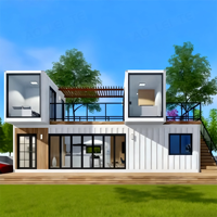 Maison intégrée en conteneur combiné équipée d'escaliers de terrasse spécialement conçus pour les cafés de camping